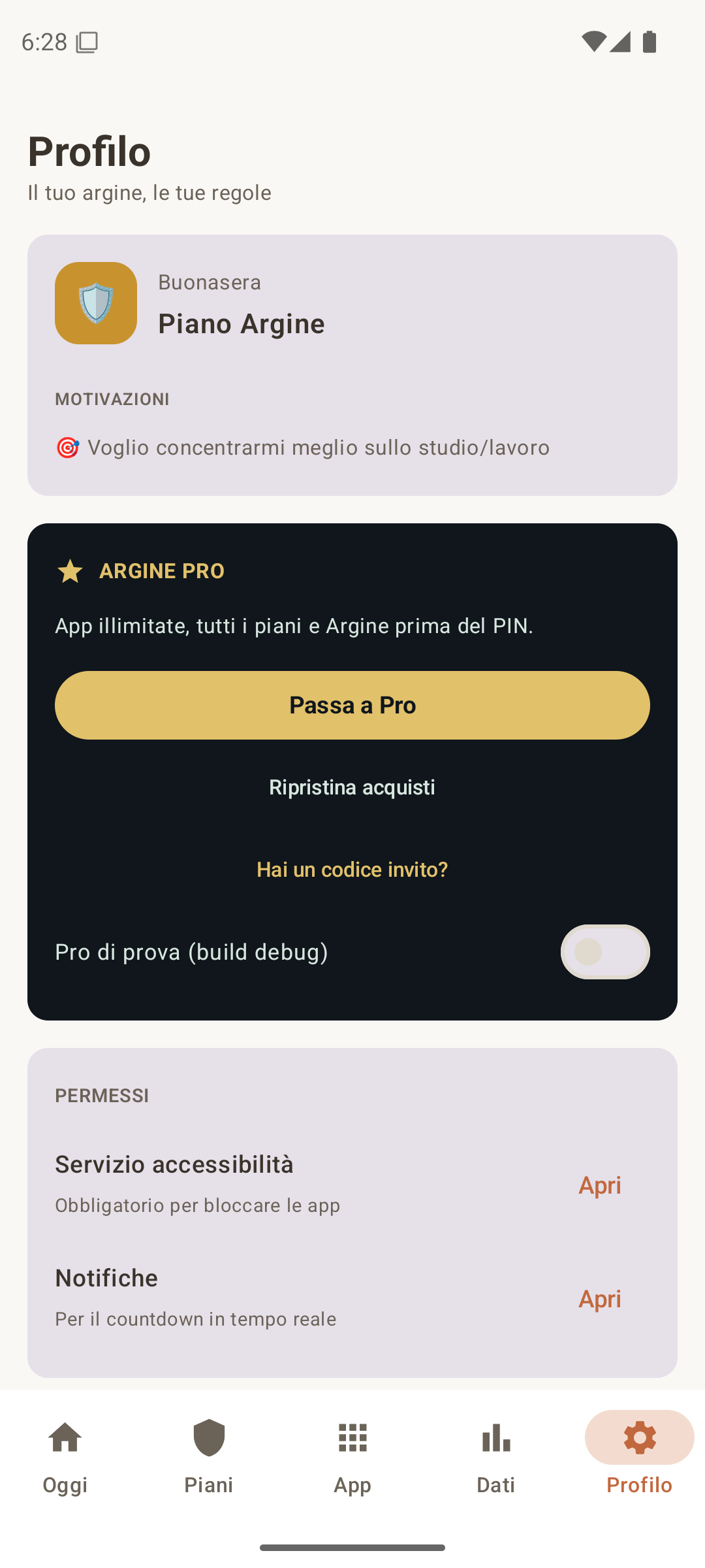 Profilo reale Argine con impostazione anti-scroll